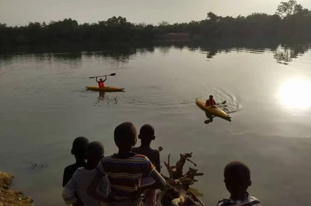 Kayaking on the river Gambia